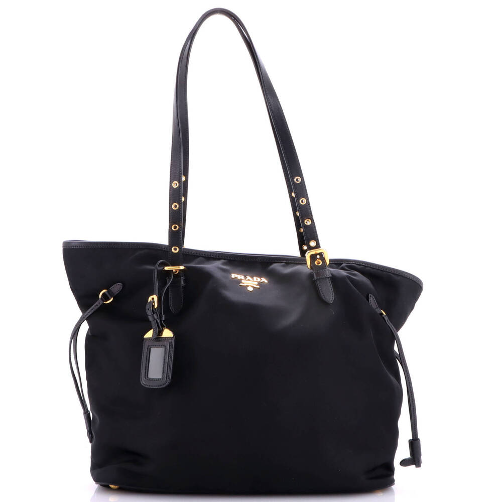Prada Medium Belted Tote Tessuto and Leather